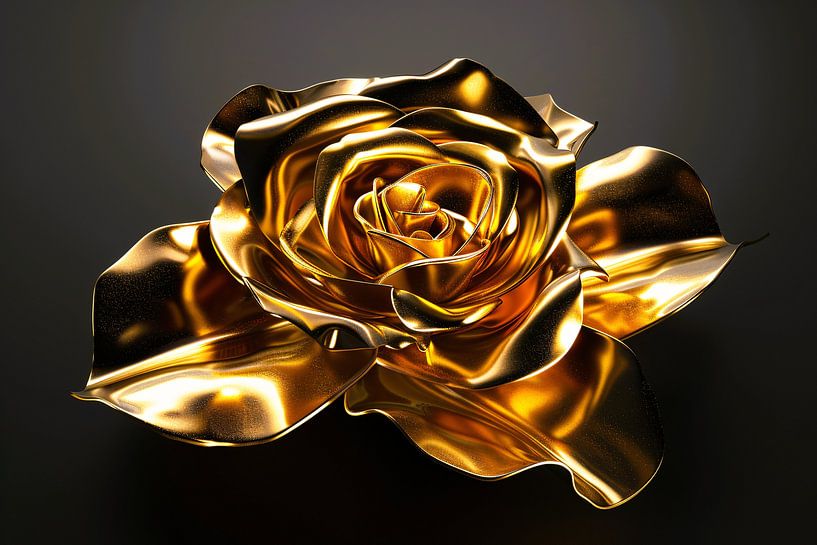 Schöne goldene Rose mit schimmerndem Glanz von Art & Soul Creations