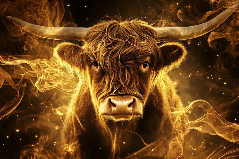 Majestic golden Scottish highlander by Art & Soul Creations