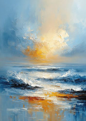 Golden waves - Abstract marine art