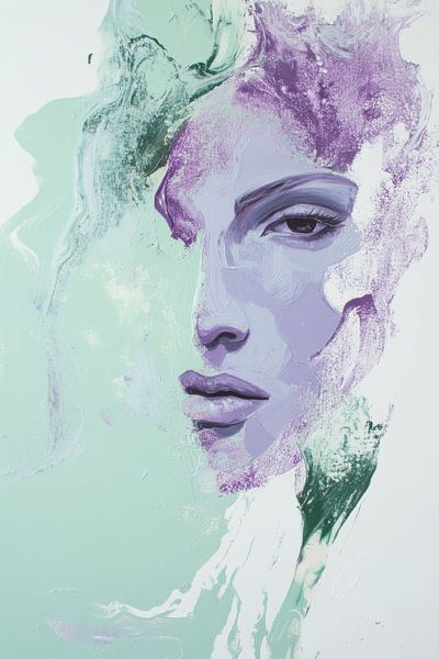 Vrouw Portret in Lavendeldroom Expressieve Blik van Eva Lee