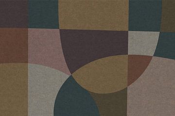 Roze, bruin, groene organische vormen. Moderne abstracte retro geometrische kunst in warme pastelkle van Dina Dankers
