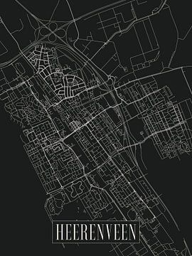 City map Heerenveen - City - Dark variant - Friesland Map by Locus Studio