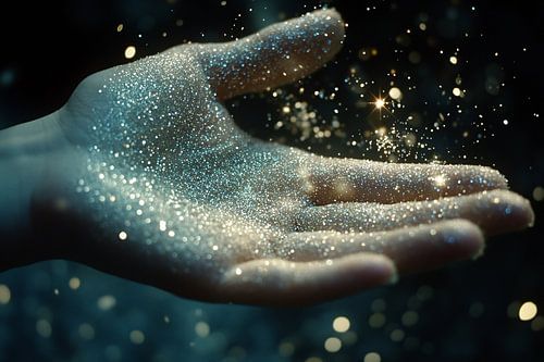 Hand met magisch sterrenstof