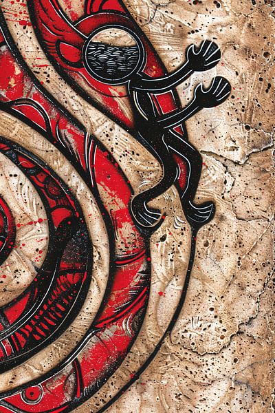 Red Whirlpool with Black Astronaut Figure by Imperial Art House