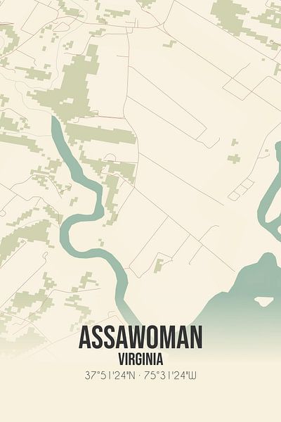Vintage map of Assawoman (Virginia), USA. by Prints of Place