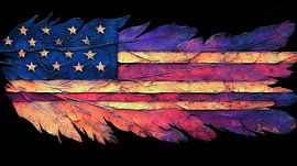 American flag made from eagle feathers by Frank Heinz