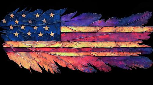 Amerikaanse vlag gemaakt van adelaarsveren