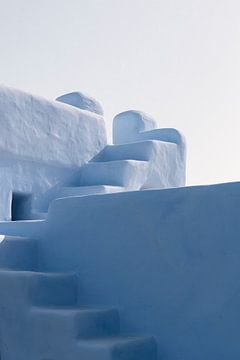 Bâtiment bleu minimaliste en Grèce | tirage photo d'art
