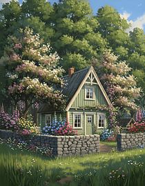 Ein winziges Haus unter blauem Himmel von Regan Frederick