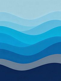 Abstract Minimalist Coastal Gradient Wave - Deep Blue Tranquil Waves by Minggu Galeri