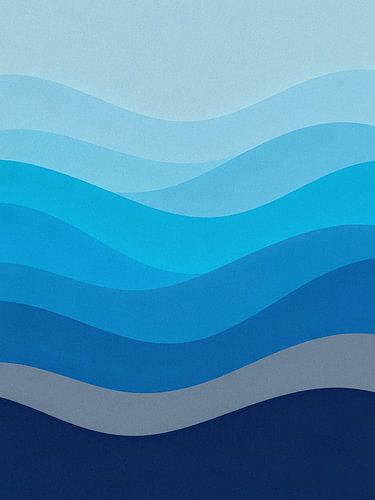 Abstracte minimalistische golf met kustverloop - Diepblauwe rustige golven