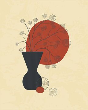 Minimalistisches Stillleben mit einer dunkelgrauen Vase