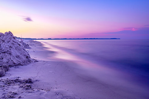 Juliusruh strand bij zonsondergang