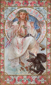 Portret van Josephine Crane-Bradley als Slavia (1908) door Alphonse Mucha van Peter Balan