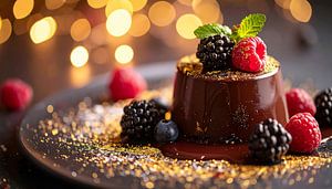 Schokoladendessert mit Beeren