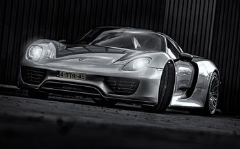 Porsche Spider 918 schwarzweiß
