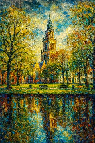 Spiegel van de Tijd – Martinitoren vanaf het Martinikerkhof van Stadspronk