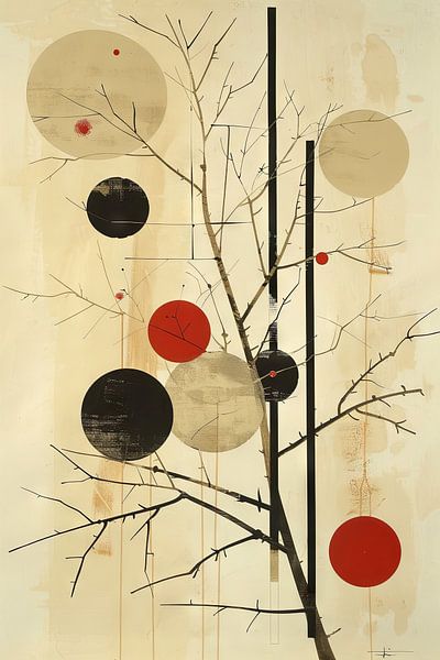 Geometrie in rood en zwart van Poster Art Shop