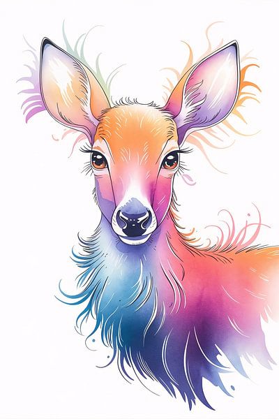 Colourful abstract deer illustration by Art & Soul Creations