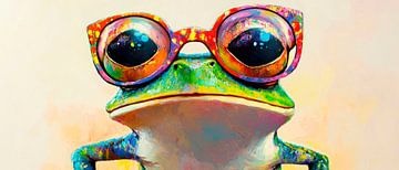 Kikker in het kleurenspel van de glazen Iriserende momenten van N van Poster Art Shop