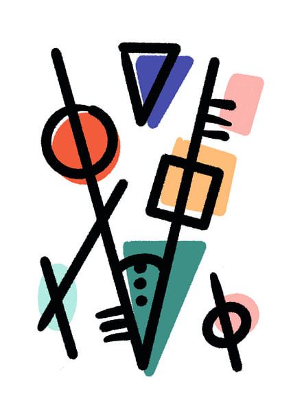Bauhaus Vee with color planes and rough lines by Raymond Wijngaard