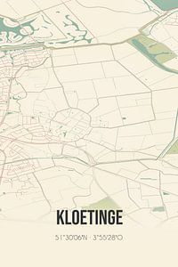 Vintage landkaart van Kloetinge (Zeeland) van Rezona