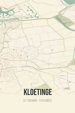 Vintage landkaart van Kloetinge (Zeeland) van Rezona