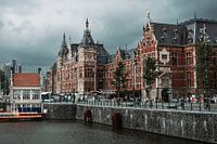 Amsterdam Central Station with storm on the way