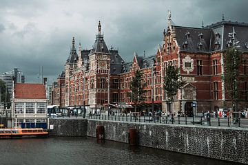 Amsterdam Central Station with storm on the way by Bart Maat