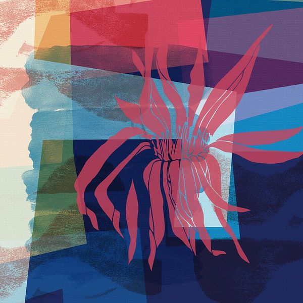 Colorful abstract flowers with geometric forms by Dina Dankers