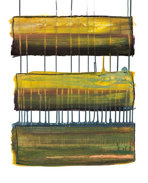 Connected landscapes (acrylverf, oliepastel en zeezand, 2020) van Remke Spijkers