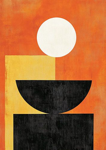 Mid-Century Abstract Geometrisch Oranje Japan