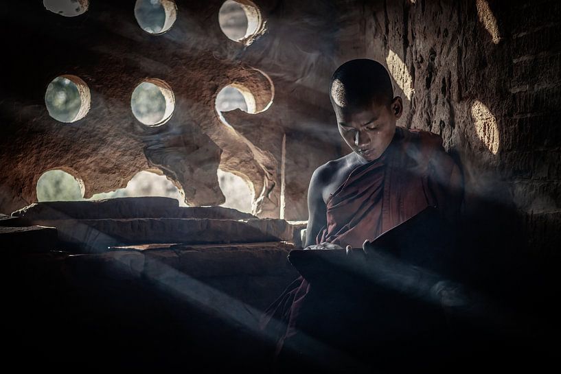 Young monk in the temples of Bagan by Roland Brack