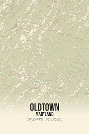 Alte Karte von Oldtown (Maryland), USA. von Ortsdrucke