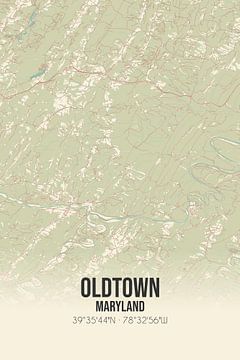 Carte ancienne de Oldtown (Maryland), USA. sur Rezona