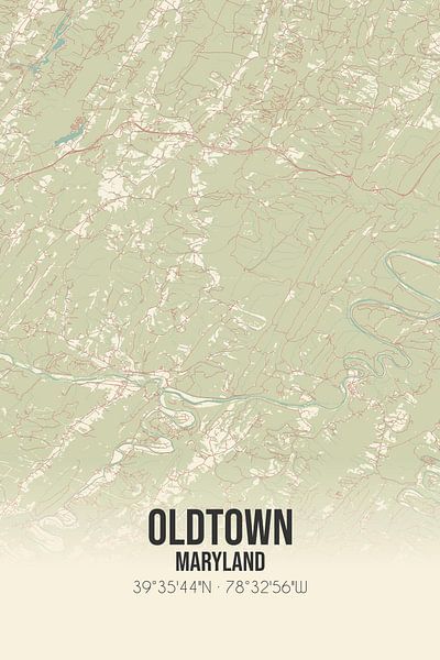 Vintage map of Oldtown (Maryland), USA. by Prints of Place