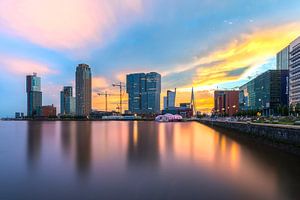 Rotterdam : Kop van Zuid au coucher du soleil