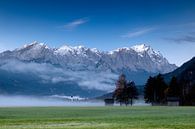 Misty mood in Farchant with Zugspitze van Andreas Müller thumbnail