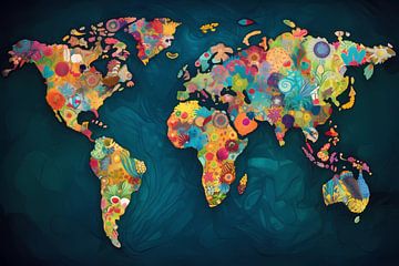 Colourful world map by Maps Are Art