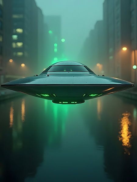 Ufo with green lighting by Photufo