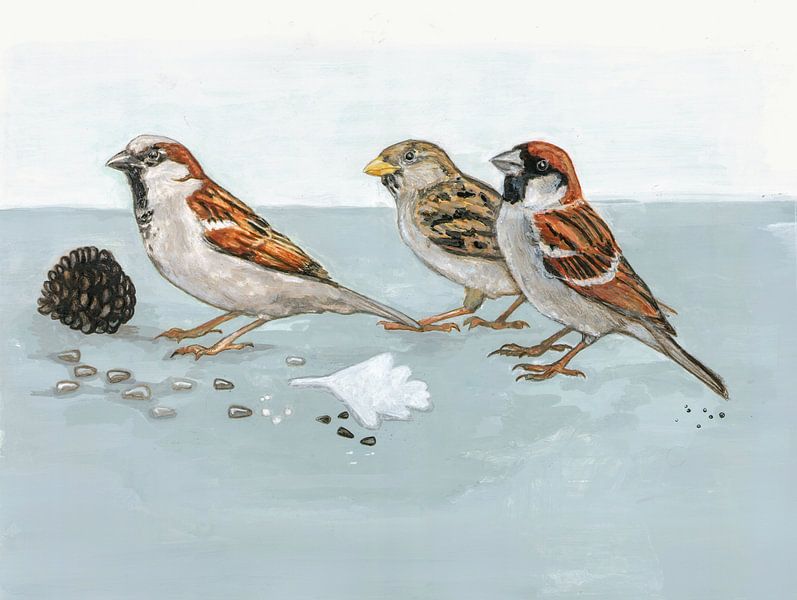 Group of sparrows by Tanja Koelemij