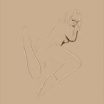 Aantrekkelijke vrouw digitale tekening schilderij verleidelijke sensuele aanlokkelijke erotische sexy liggende luierende begeerlijke mooie naakte dame lekker wijf van VenVision Art