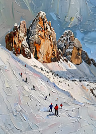 Alpine Faszination – Skifahrer vor den Dolomitenc von Dave Schloffi