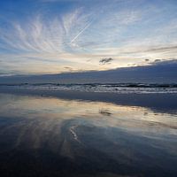 Coucher de soleil North Sea Coast Seaside Netherlands Blue Gold Calm 1x1