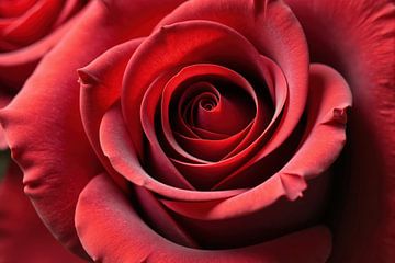 Close-up van een rode rozenbloesem van Markus Gann