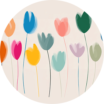 Tulpjes op een rij