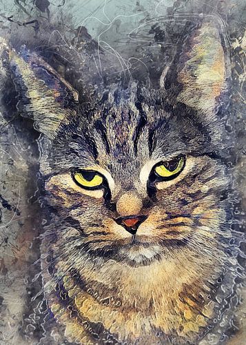 Kat dieren aquarel kunst #kat #kitten