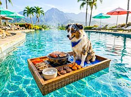 Hund mit Grill-Schwimmring von ArtMomente