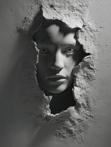 3d muurkunst van fictief portret of torso