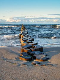 Buhne in Zingst aan de Oostzee, reikt in zee van Martin Köbsch